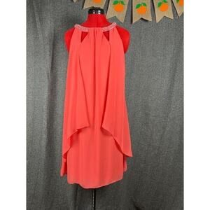 SLNY Womens Sleeveless Layered Chain Neck Beautiful Orange Dress - Size 6